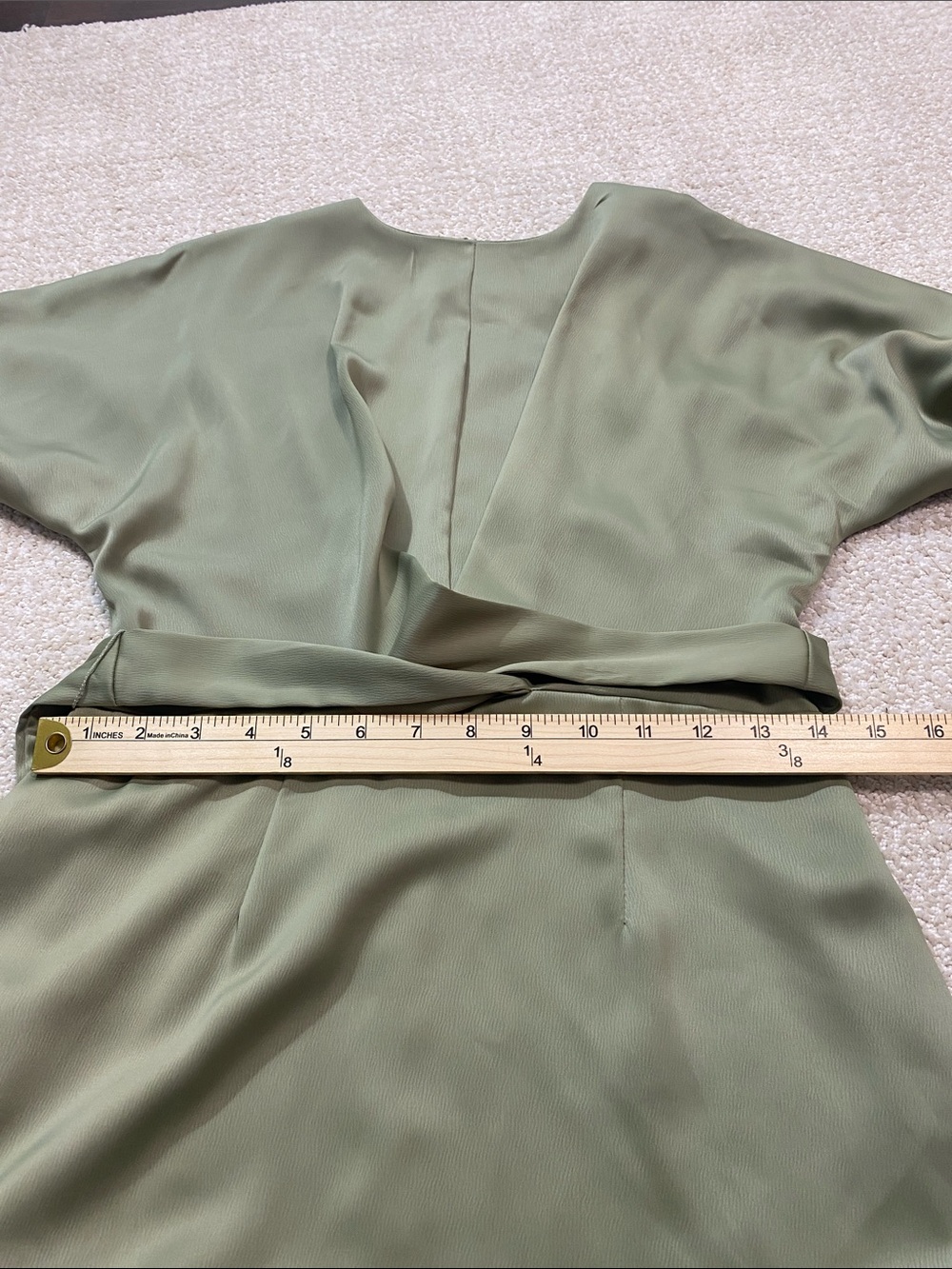 ASOS Sage Green Long Sleeve Twist-Waist Maxi Dress Size 4 US - Picture 12 of 15